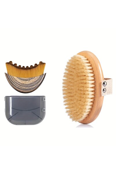 Choice فرشاة وجه لتحديد اللمف، قطعتان، فرشاة جافة للجسم من شعر الخنزير، لتقشي...