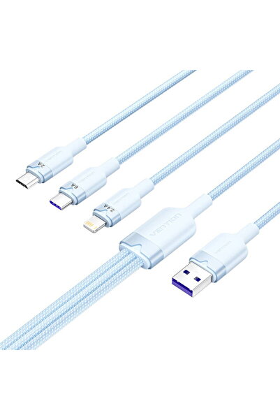 Vention Cablu USB 2.0 A mascul la 3 în 1 6A CTRLG 1,5 m (albastru)