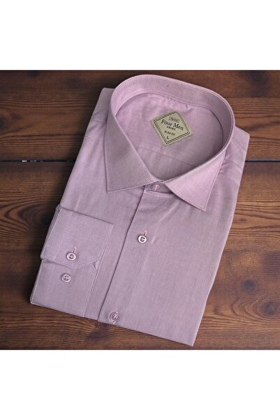 GÖMLEK GALERİSİ Slim Fit Plain Filafil Long Sleeve Men's Shirt