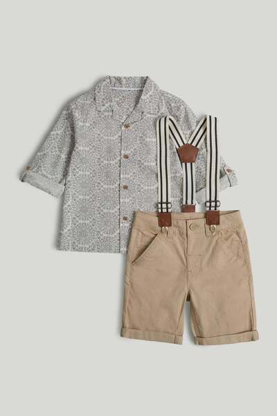 MOTHERCARE Shirt, Shorts and Braces Outfit, 5 years to 10 years