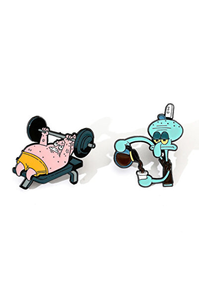 Choice XZ2918 طقم بروشات سبونج بوب الكلاسيكي من الأنمي، قطعتان، دبوس باتريك س...