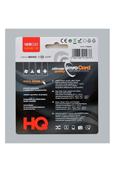 Imro MICROSDXC 10/128GB UHS-3 ADP Memory card Class 10