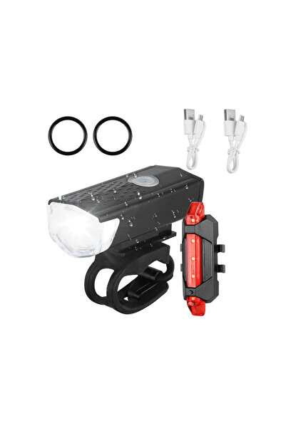 O.M.D Set lampi semnalizare bicicleta LED, USB, 5000 lumeni, Alb/Rosu