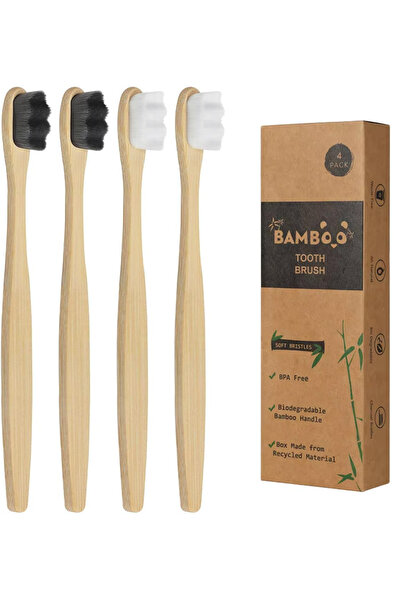 choice2 أربع قطع جديدة متنوعة من فرش أسنان الخيزران الناعمة بتقنية الميكرو-نا...