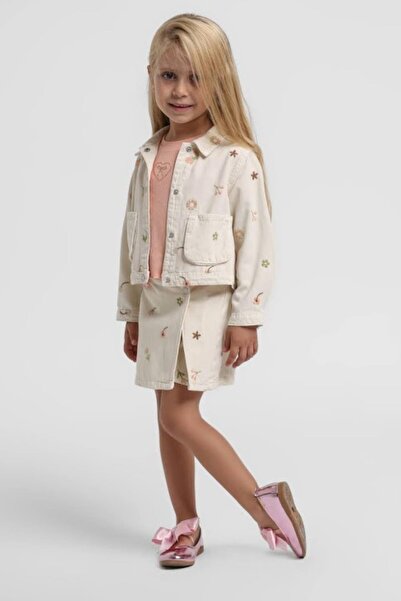 Escabel سترة من الدنيم الناعم المطرزة بالزهور للفتيات الصغيرات من عمر 1-5 سنو...