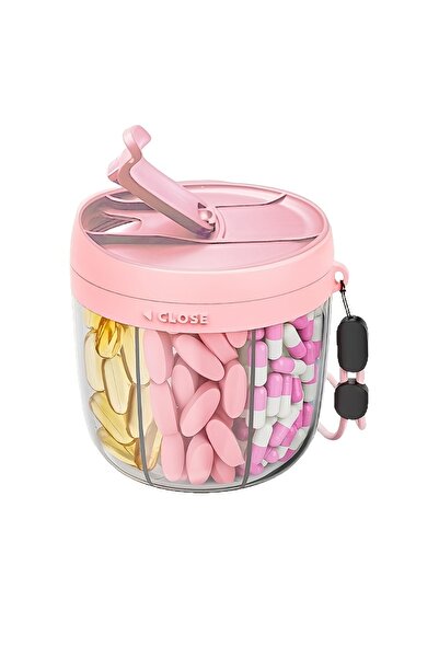 choice2 صندوق تخزين مكملات الفيتامينات المحمول ذو 7 أقسام باللون الوردي، منظم...