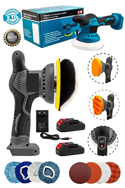 MoonTech Çift Akülü Orbital 58 V Lityum 2x Batarya 6 Devir Ayarlı Detay Pasta...