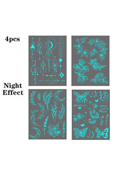 Choice JSN4ZY1(4pcs) 4pcs Blue Luminous Waterproof Temporary Tattoo Sticker G...