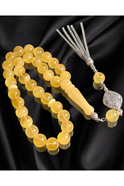 Erbab i Kehribar Sertifikalı Baltık Kehribar Tesbih - 925 Ayar Gümüş Püskül T...