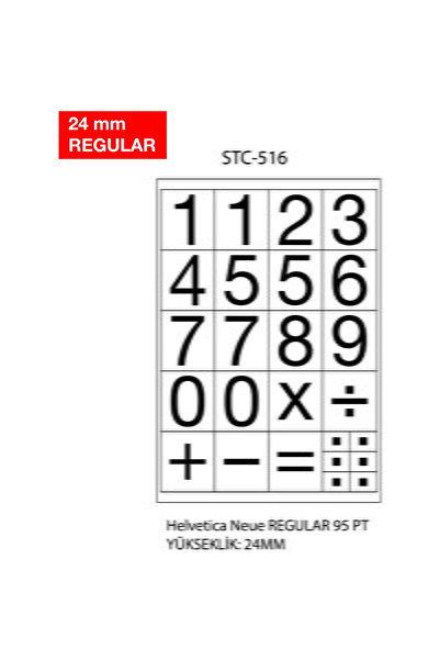 Cif Etichete cu cifre, 0-9, 2 folii/set, TANEX - 24mm regular