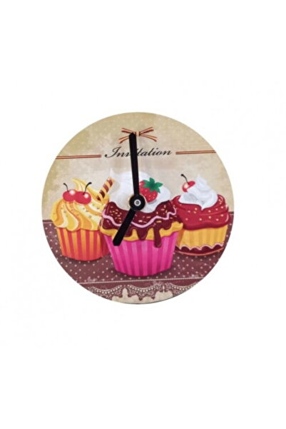 Generic Ceas de perete fara rama COOKIES - 3 BIG CUPCAKE, diametru 12,5 cm x ...