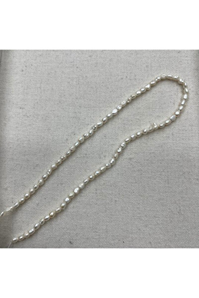 Choice عقد من اللؤلؤ الطبيعي الأبيض المخطط غير المنتظم، بقطر 3-4 مم، من الميا...