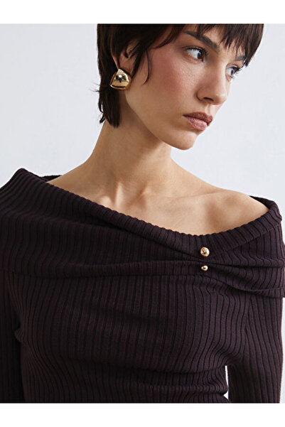 LC Waikiki Pulover tricotat pentru femei cu guler larg, Sparkly Choices, de l...