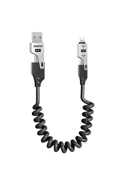 DUDAO Cablu L20 Pro 4-în-1 USB-A / USB-C - Lightning / USB-C - Negru