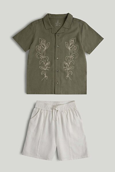 MOTHERCARE Linen Blend Shirt and Shorts Outfit, 5 years to 10 years