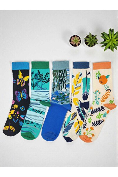 GSocks 5'li Doğa Desenli Çiçekli Kadın Renkli Çorap Seti