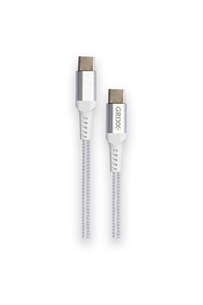 Grixx Data cable - USB-C to USB-C, braided, length 1m - white