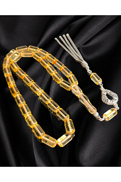 Erbab i Kehribar Certified Drop Amber Prayer Beads - Silver Tassel Design