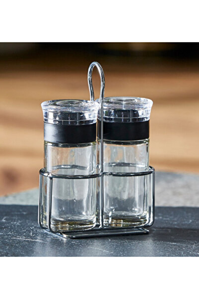 Tasty 3-Piece Salt and Pepper Holder with Rack Set