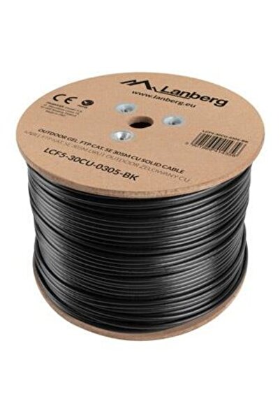 Lanberg Cablu FTP solid cu gel pentru exterior, CU, cat.5e, 305m, gri