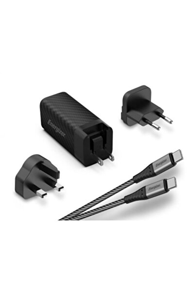 Energizer Cablu GaN 1xUSB-A + 1xUSB-C PD Tip C la Tip C, cu ștechere US/UK/EU...