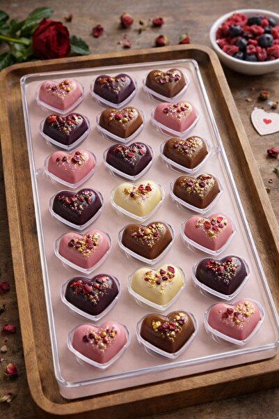 Qerhome Polycarbonate Chocolate Mold Heart Model 21 Pieces 1 Piece