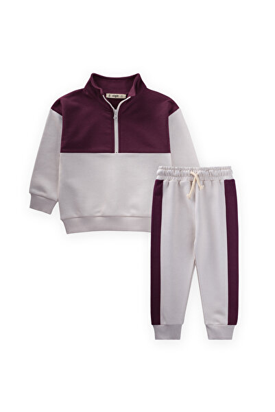 Cigit Sweatshirt Set 2-10 Years Old Burgundy