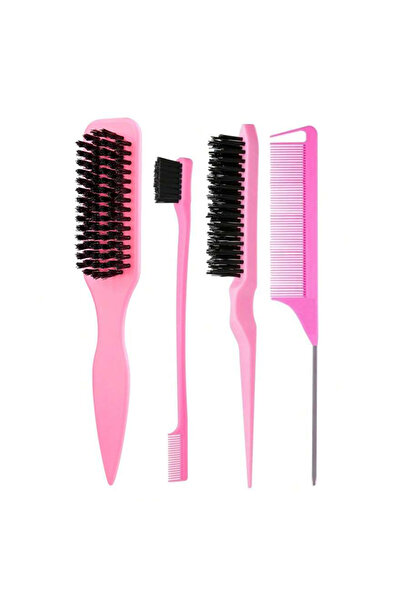 Choice فرشاة شعر وردية اللون بشعيرات الخنزير البري لتصفيف ذيل الحصان والكعكة ...