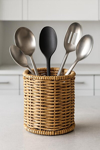 İLİVA منظم أدوات المطبخ المصنوع من الخيزران