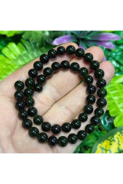 TAŞ UZMANI حجر كوارتز ملون بلون اليشم مع طحالب كروية 8 ملم