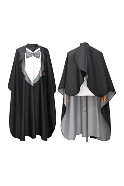 Choice رداء حلاقة أسود مقاوم للماء، بياقة سيليكون، مناسب للمناسبات الرسمية، ق...