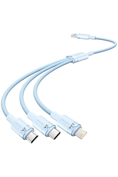 Vention Cablu USB 2.0 A mascul la 3 în 1 3A CTPLG 1,5 m (albastru)