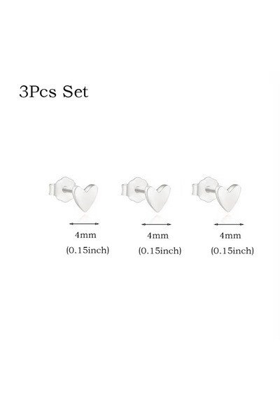 Choice 3Pcs Silvery 3Pcs Smooth Love Butterfly Back Stud Earrings For Women, ...