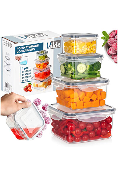 Zentrada Set of food containers with airtight lids, 4 pieces, transparent