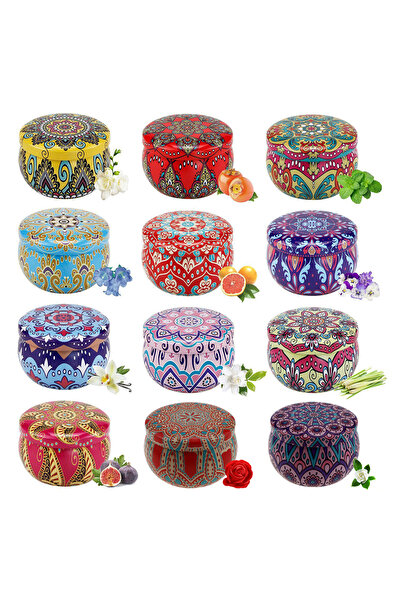 Choice مجموعة من 12 برطمانًا معدنيًا فارغًا للشموع سعة 60 مل (2.2 أونصة) - عب...