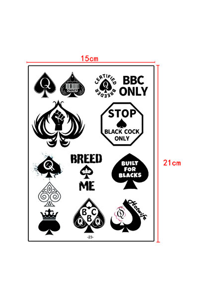 Choice 23 وشم مؤقت مقاوم للماء بتصميم أوراق البستوني، للنساء، ملصقات وشم للجس...