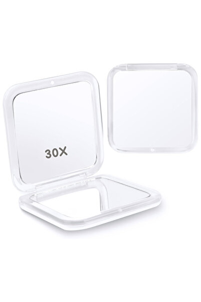 Choice مرآة مكياج بيضاء مدمج مع عدسة مكبرة 30 مرة، قابلة للطي، مناسبة للسفر، ...