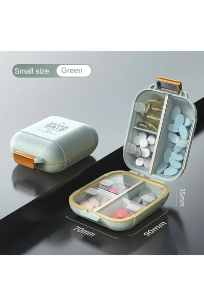 Choice11 Green-S UNTIOR 7 Grids Pill Case Portable Travel Sealing Moisture-Pr...
