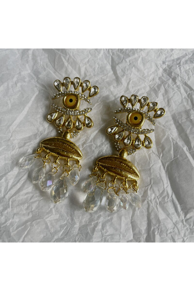 Choice white Baroque Style Vintage Metal Eyes Design Dangle Earrings For Wome...