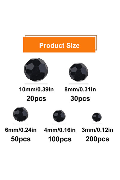 choice2 3MM 200pcs black 20-200pcs Black Ball Faceted Shape Austrian Round Cr...