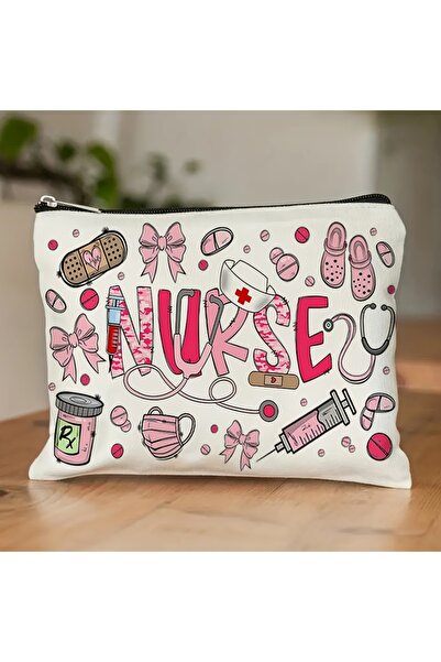 Choice حقيبة مكياج بتصميم مستوحى من الممرضات - حقيبة بسحاب متعددة الوظائف لطي...