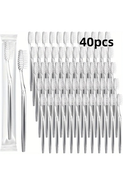 Choice 40 قطعة (عبوة من 40/80) فرشاة أسنان يدوية للاستخدام مرة واحدة، شعيرات ...