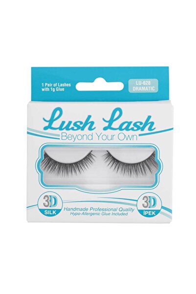 Lush Lash رموش حريرية ثلاثية الأبعاد جذابة مع لاصق مضاد للحساسية 628