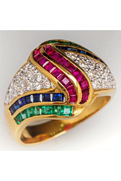 Choice خاتم ZF5142-1 مرصع بـ 7 قطع من الزركونيا المكعبة الصناعية، خاتم كوكتيل...