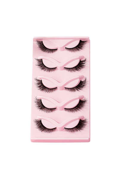 Choice رموش صناعية واقعية، 5 أزواج، مطلية بالكروم المصقول، بسمك 0.10 مم، ذات ...