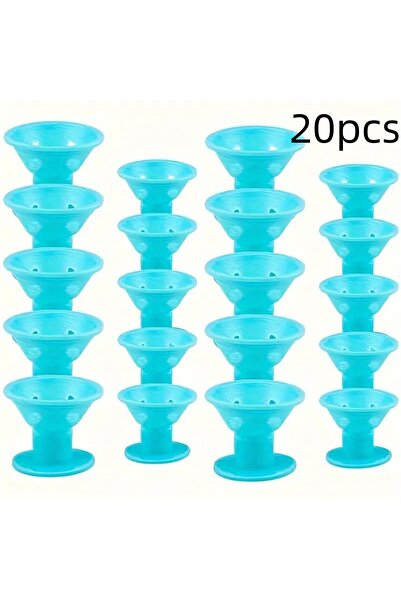 Choice مجموعة من 20 قطعة من بكرات الشعر الزرقاء على شكل فطر، ناعمة ولطيفة على...