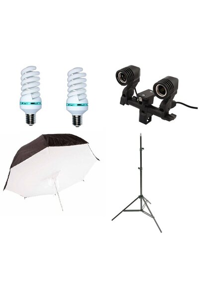 Generic Kit lumina continua cu 2 becuri si umbrela tip softbox reflexie spate...