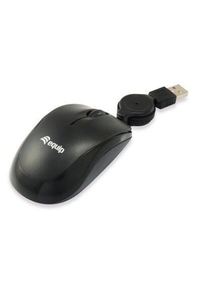EQUIP Optische Maus USB Travel Negru 1000DPI USB OPTIC FIR RETRACTABIL
