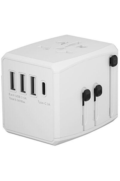 Techsuit Adaptor pentru Priza PD30W, 3 x USB, Type-C, EU, UK, AUS, US - (HHT9...