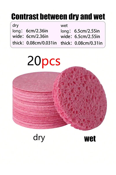 Choice 20 قطعة - وردي، 10/20 قطعة، غسول وجه دائري مضغوط قابل لإعادة الاستخدام...